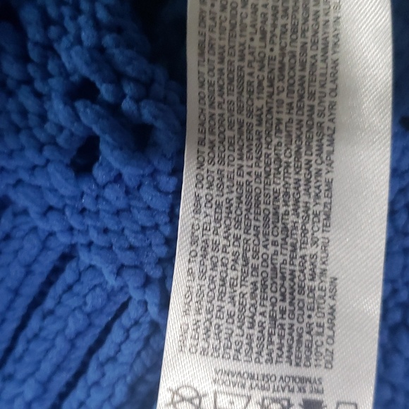 CT1948 MNG Mango Blue open Stitch Cropped Long Sleeve Sweater L - Picture 7 of 7